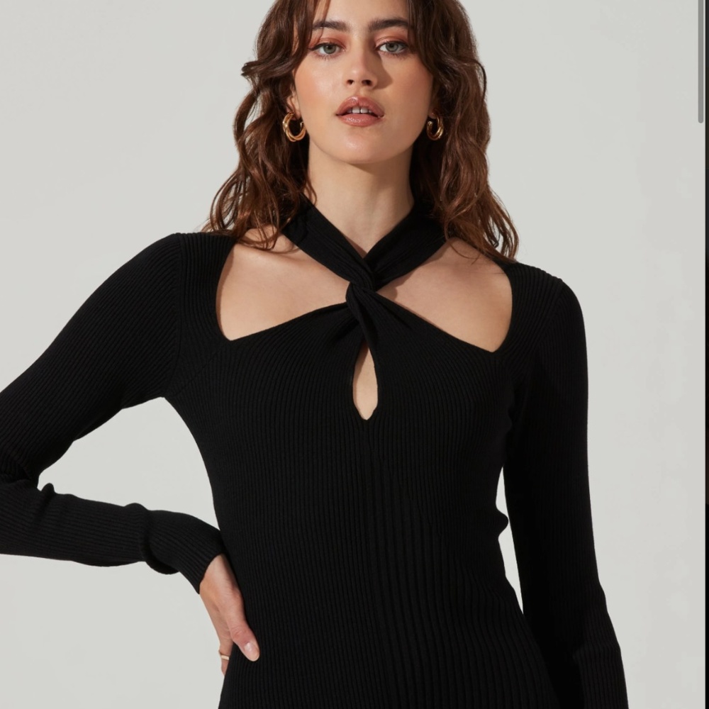 ASTR Twist Neck Sweater Dress